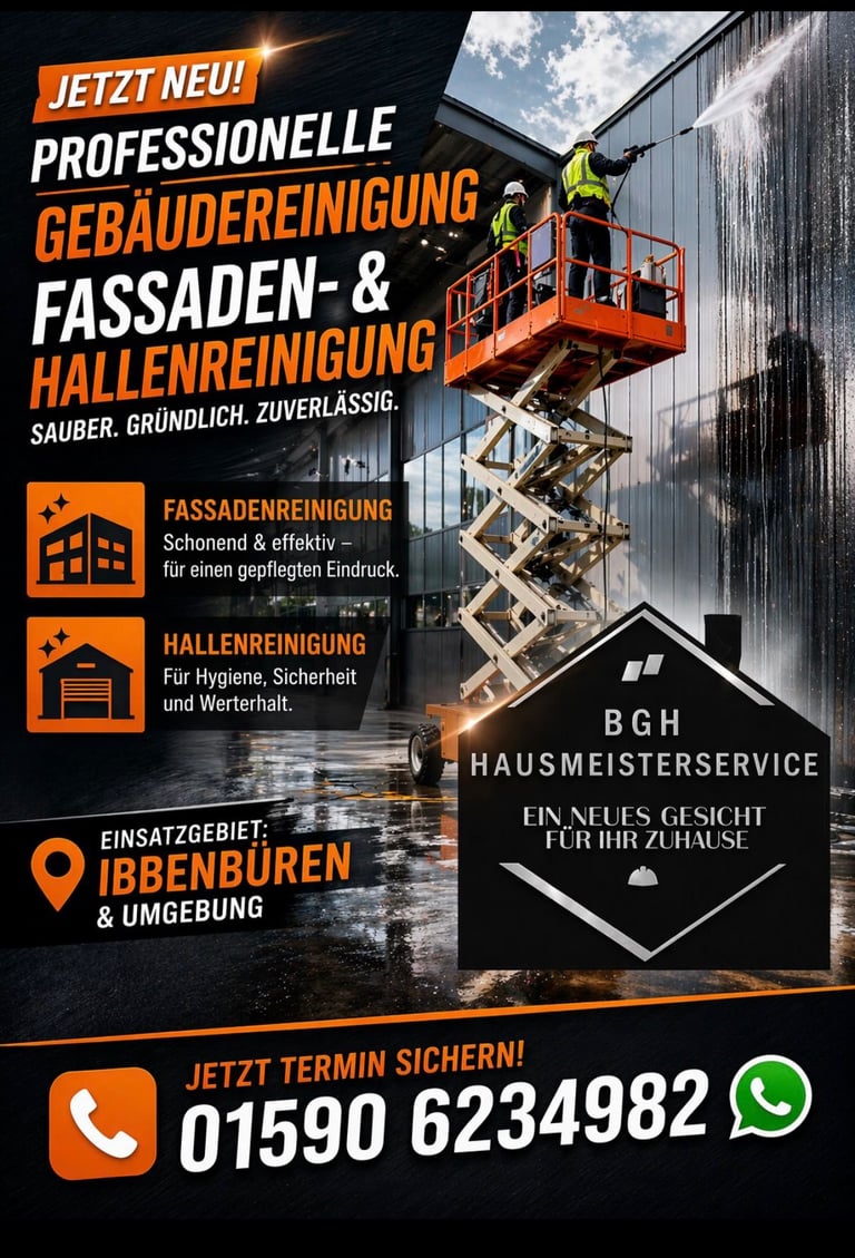 Gebäudereinigung und Fassadenreinigung - Professioneller Service mit Hubsteiger