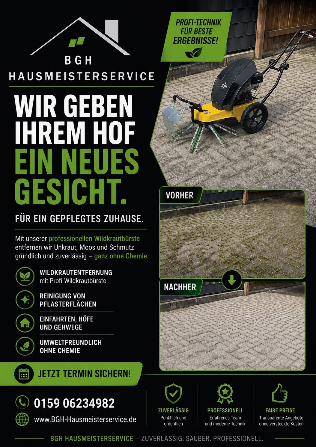 BGH Hausmeisterservice Vorher-Nachher Einfahrtsreinigung
